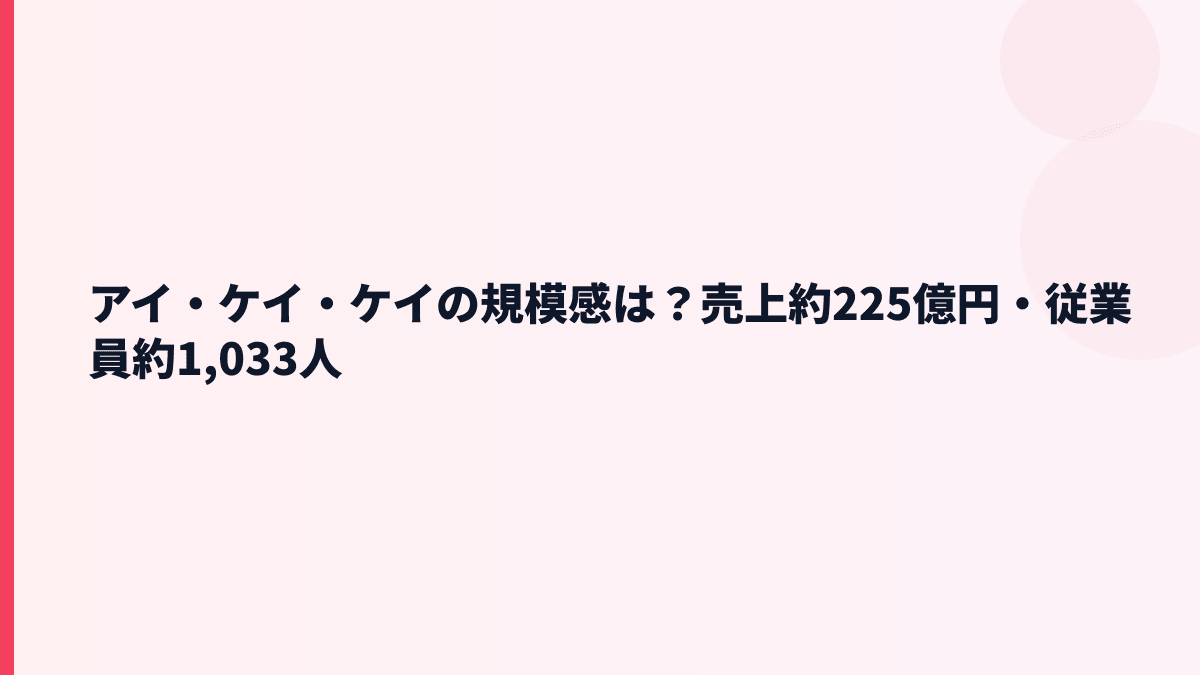 アイ・ケイ・ケイの規模感は？売上約225億円・従業員約1,033人