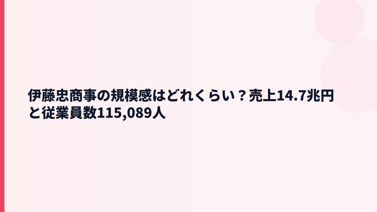 伊藤忠商事の規模感はどれくらい？売上14.7兆円と従業員数115,089人