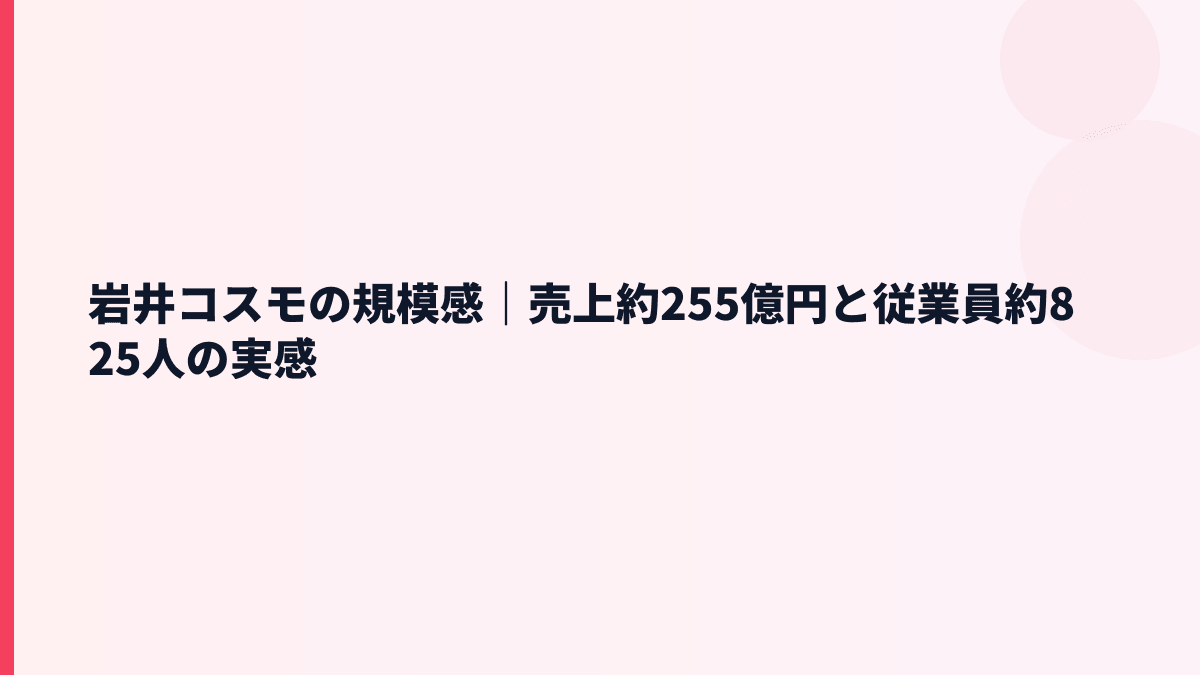 岩井コスモの規模感｜売上約255億円と従業員約825人の実感