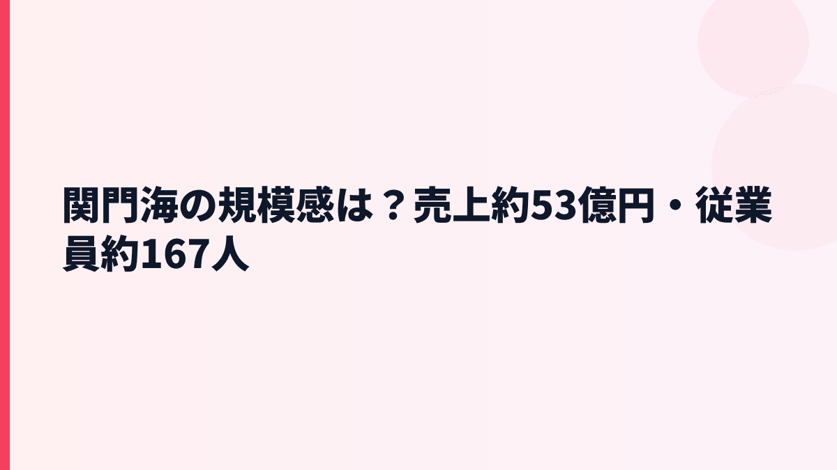 関門海の規模感は？売上約53億円・従業員約167人