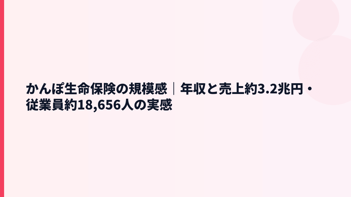 かんぽ生命保険の規模感と年収｜売上約3.2兆円はどれくらい？