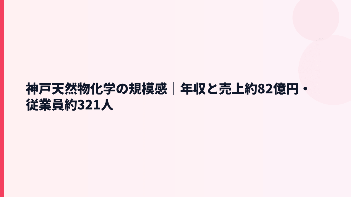 神戸天然物化学の規模感は？売上約82億円・従業員約321人