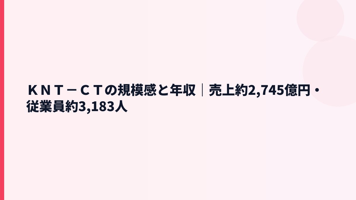 ＫＮＴ－ＣＴの規模感と年収｜売上約2,745億円・従業員約3,183人