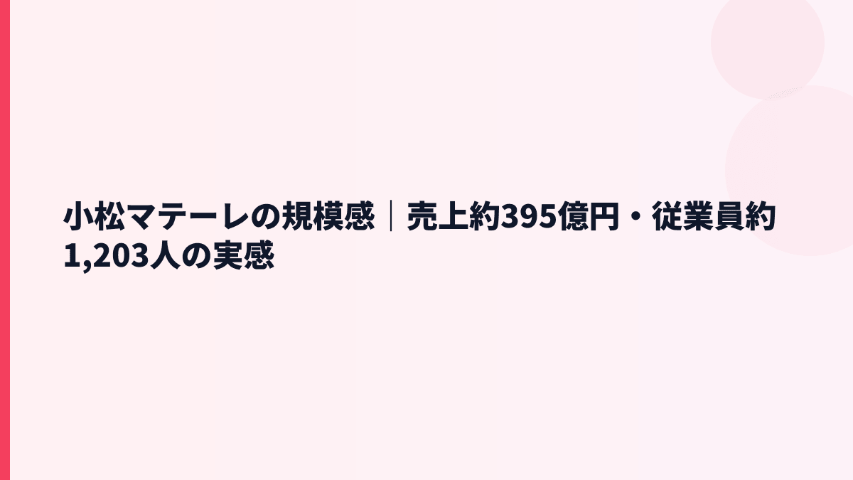 小松マテーレの規模感｜売上約395億円・従業員約1,203人の実感