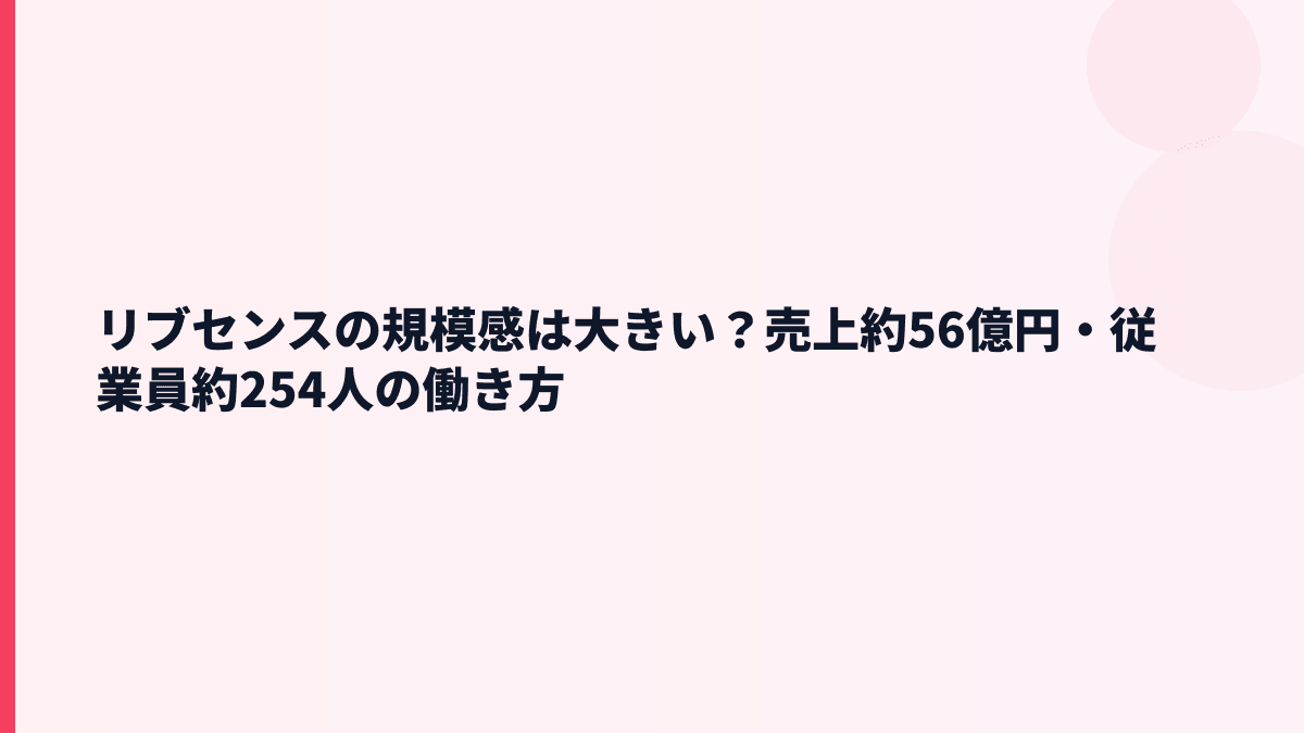リブセンスの規模感は？売上約56億円・従業員約254人