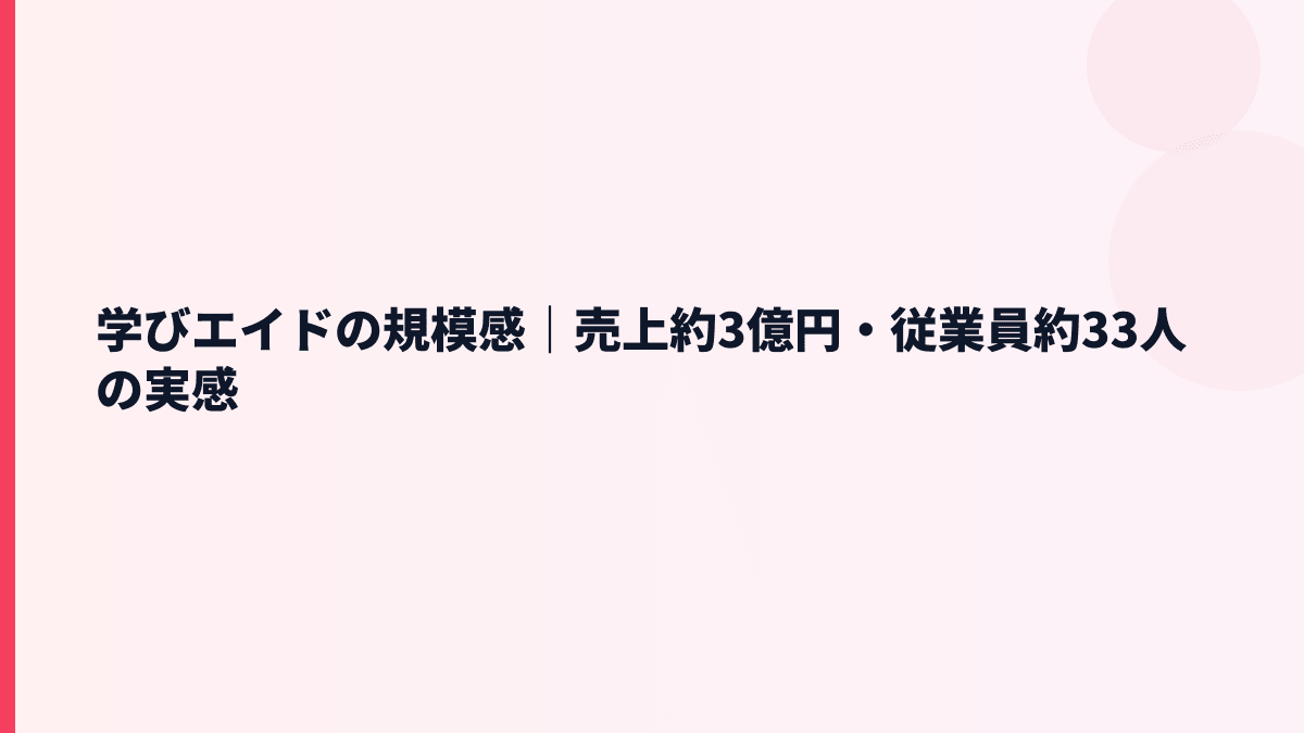 学びエイドの規模感｜売上約3億円・従業員約33人の実感
