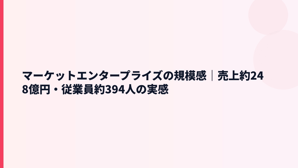 マーケットエンタープライズの規模感｜売上約248億円・従業員約394人の実感