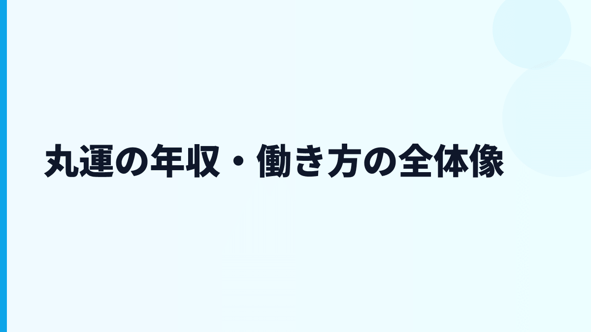 丸運の年収・働き方の全体像