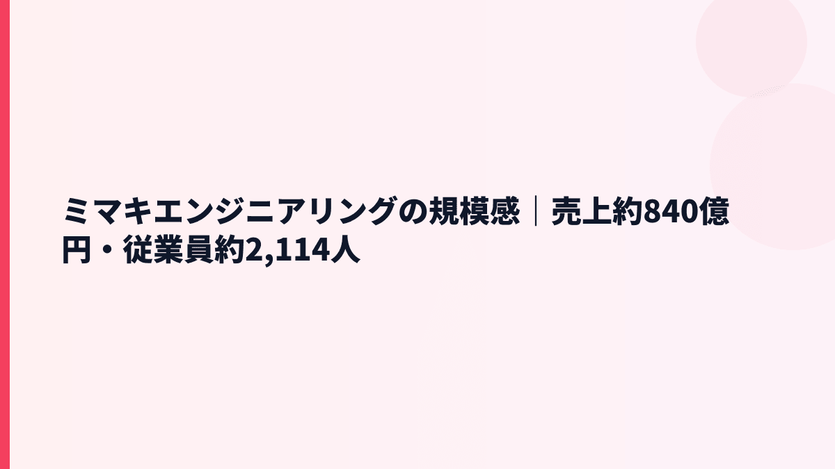 ミマキエンジニアリングの規模感｜売上約840億円・従業員約2,114人