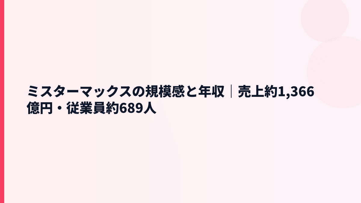 ミスターマックスの規模感と年収｜売上約1,366億円・従業員約689人