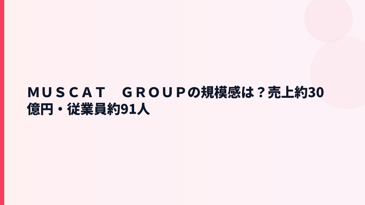 ＭＵＳＣＡＴ　ＧＲＯＵＰの規模感｜売上約30億円・従業員約91人の働き方