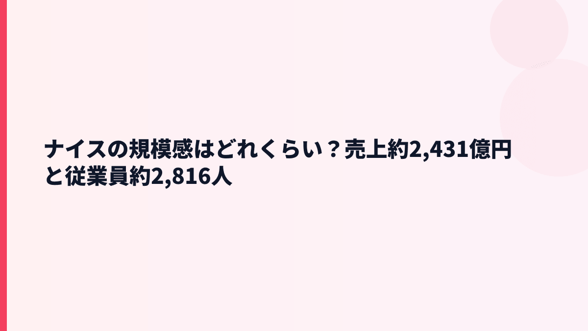 ナイスの規模感はどれくらい？売上約2,431億円と従業員約2,816人