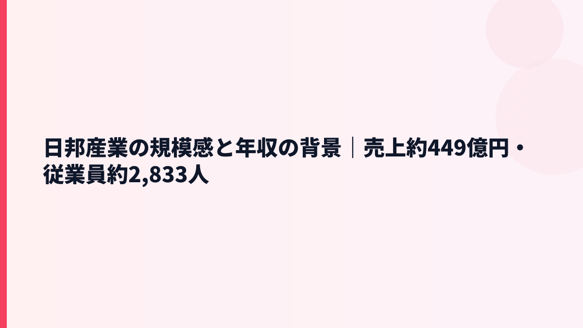 日邦産業の規模感と年収の背景｜売上約449億円・従業員約2,833人
