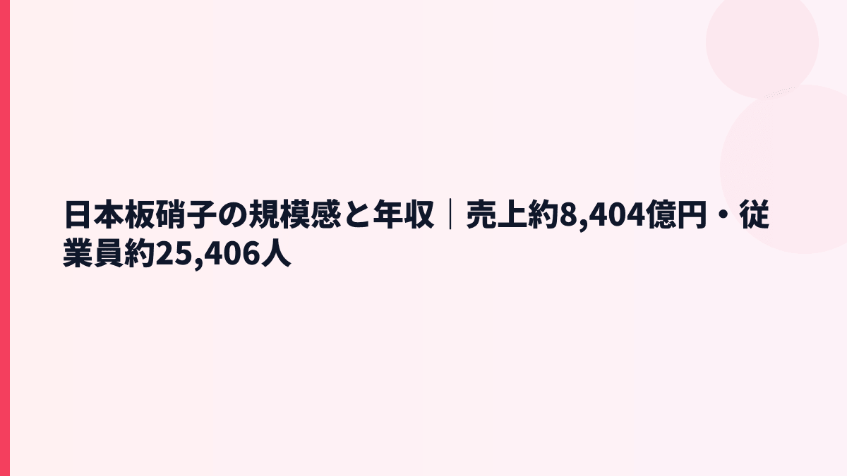 日本板硝子の規模感と年収｜売上約8,404億円・従業員約25,406人