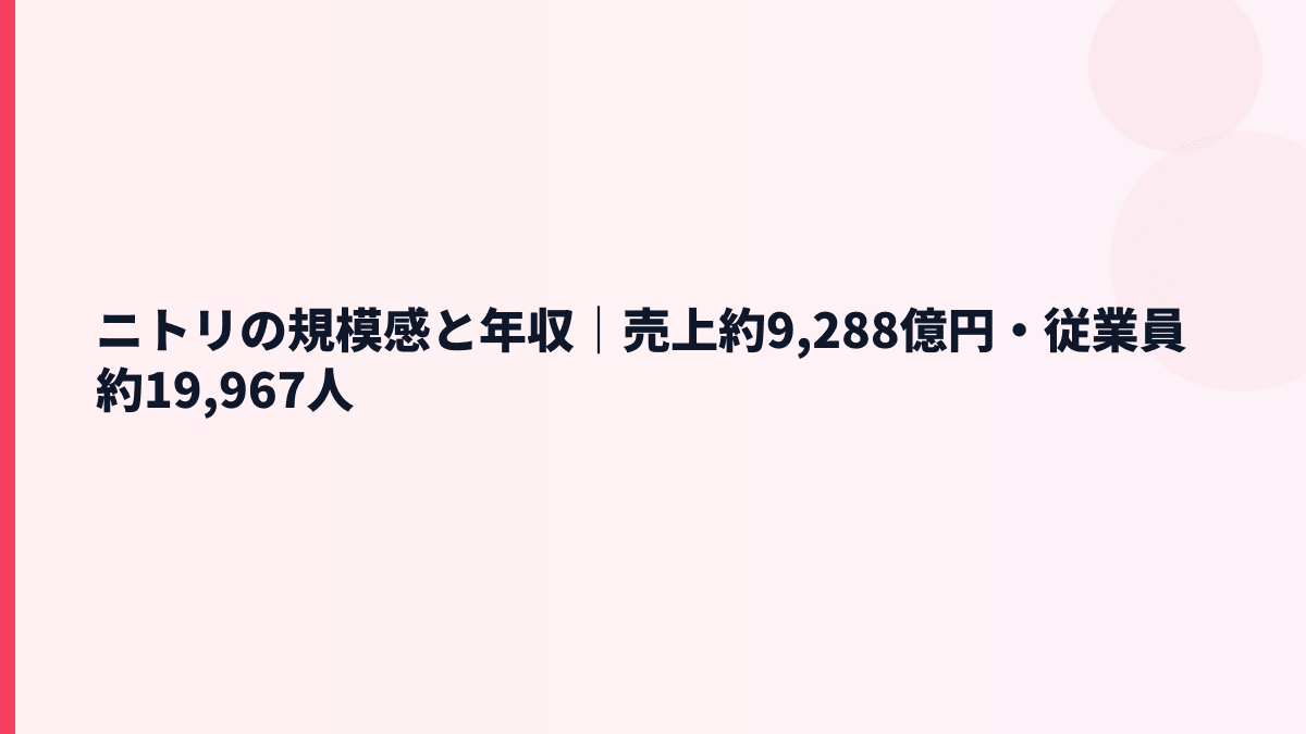 ニトリの規模感と年収｜売上約9,288億円・従業員約19,967人
