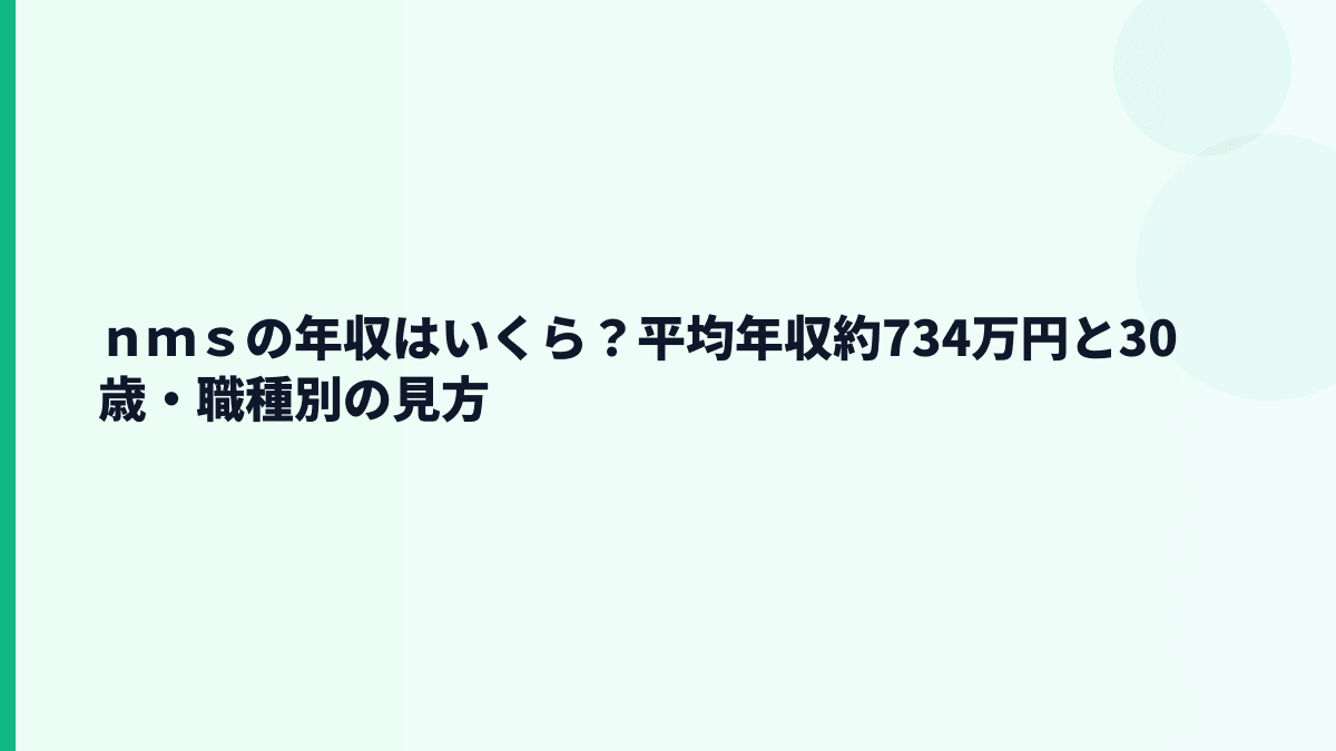 ｎｍｓの年収はいくら？平均年収約734万円と30歳・職種別の見方