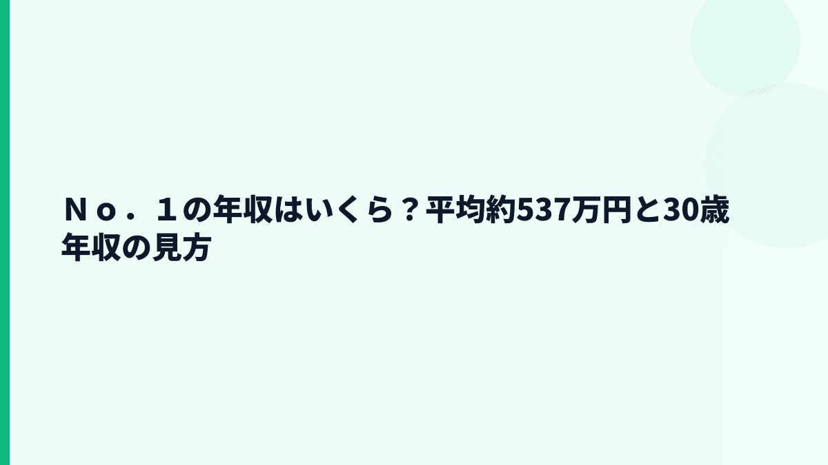 Ｎｏ．１の年収はいくら？平均約537万円と30歳年収の見方