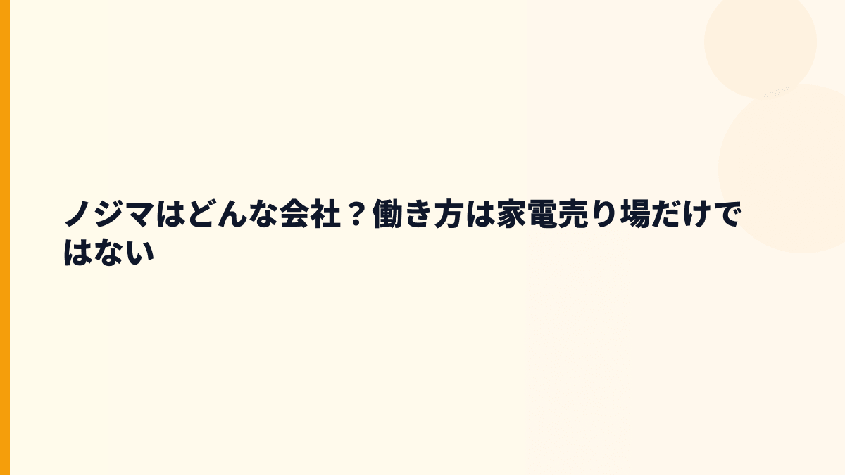 ノジマはどんな会社？働き方は家電売り場だけではない