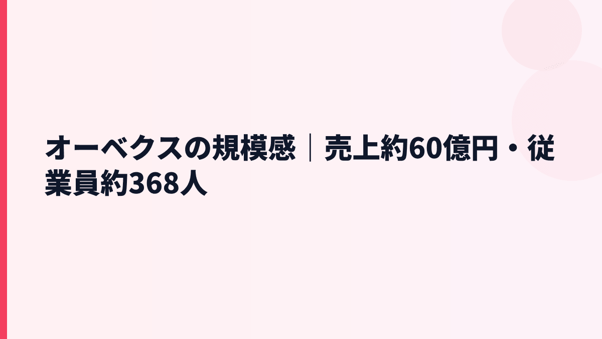 オーベクスの規模感｜売上約60億円・従業員約368人
