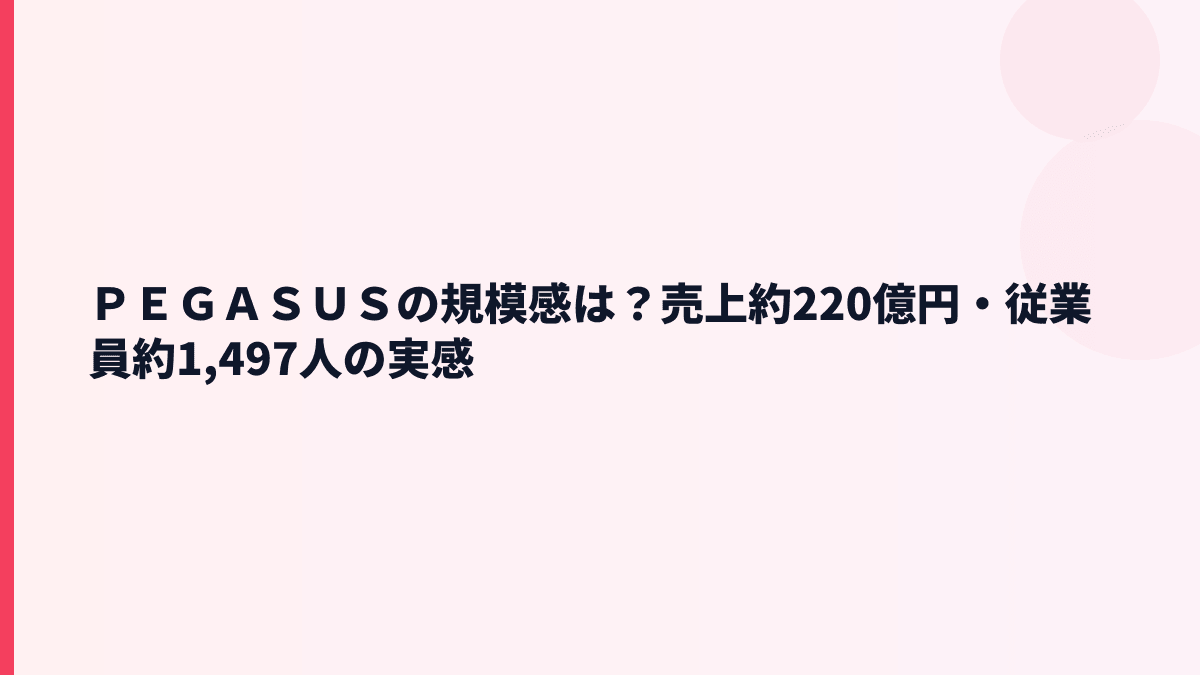 ＰＥＧＡＳＵＳの規模感は？売上約220億円・従業員約1,497人の実感