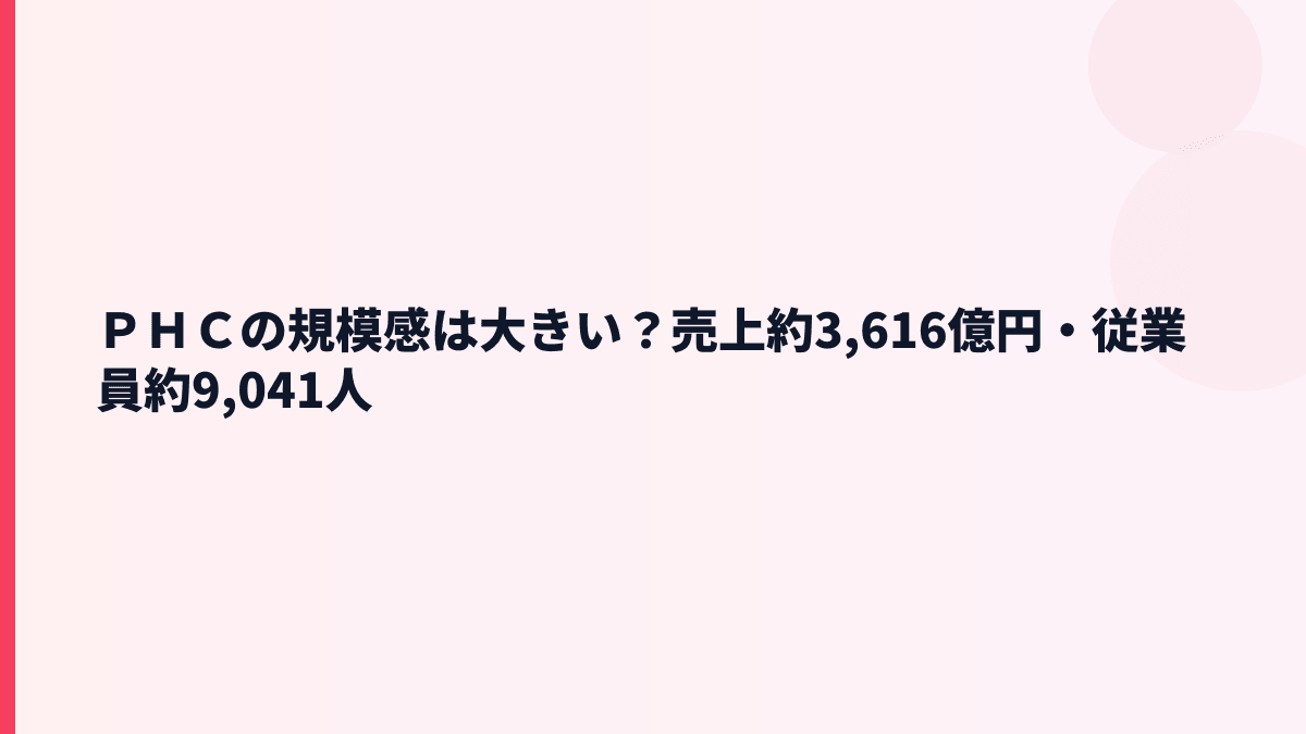 ＰＨＣの規模感は大きい？売上約3,616億円・従業員約9,041人