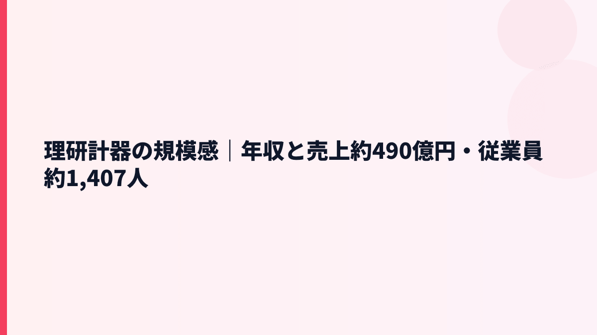 理研計器の規模感｜年収と売上約490億円・従業員約1,407人