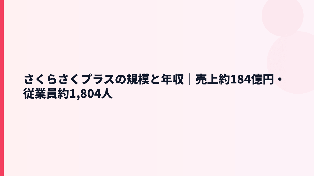 さくらさくプラスの規模と年収｜売上約184億円・従業員約1,804人