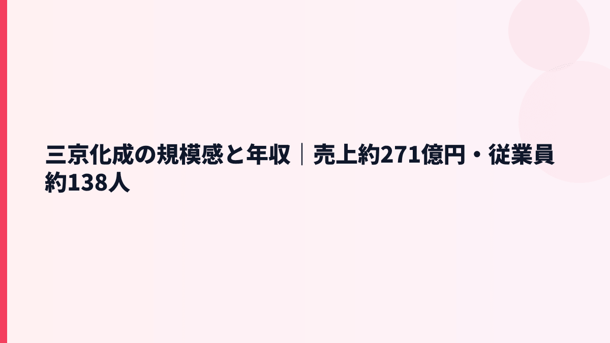 三京化成の規模感と年収｜売上約271億円・従業員約138人
