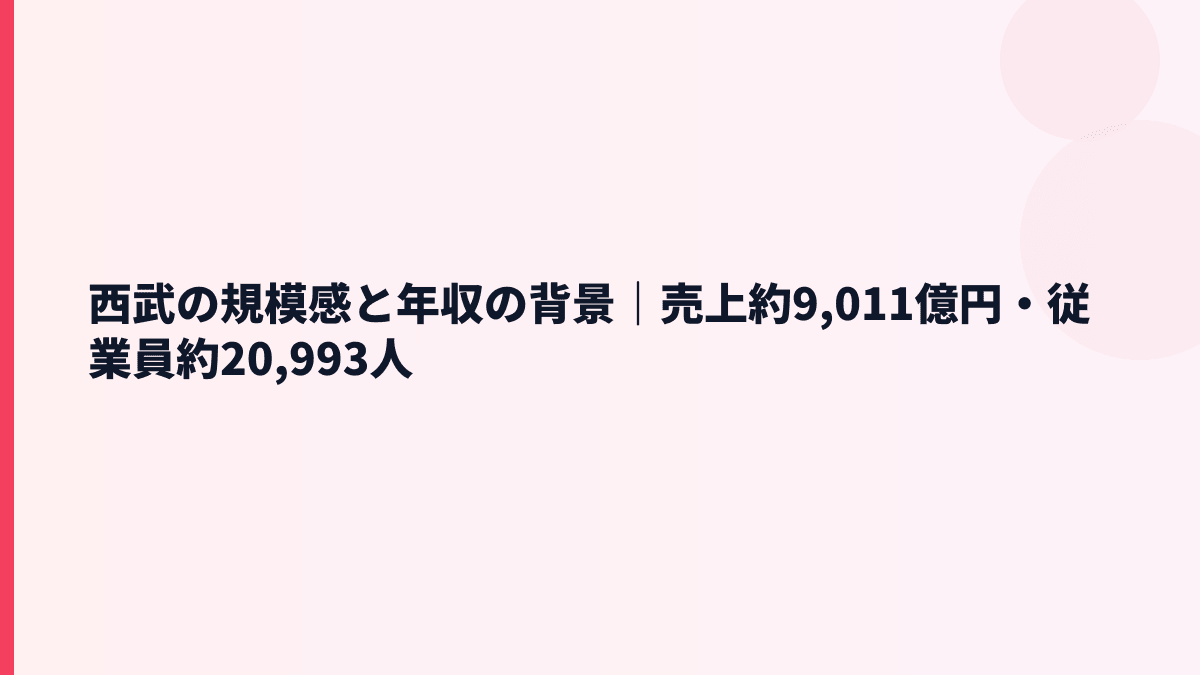 西武の規模感と年収の背景｜売上約9,011億円・従業員約20,993人