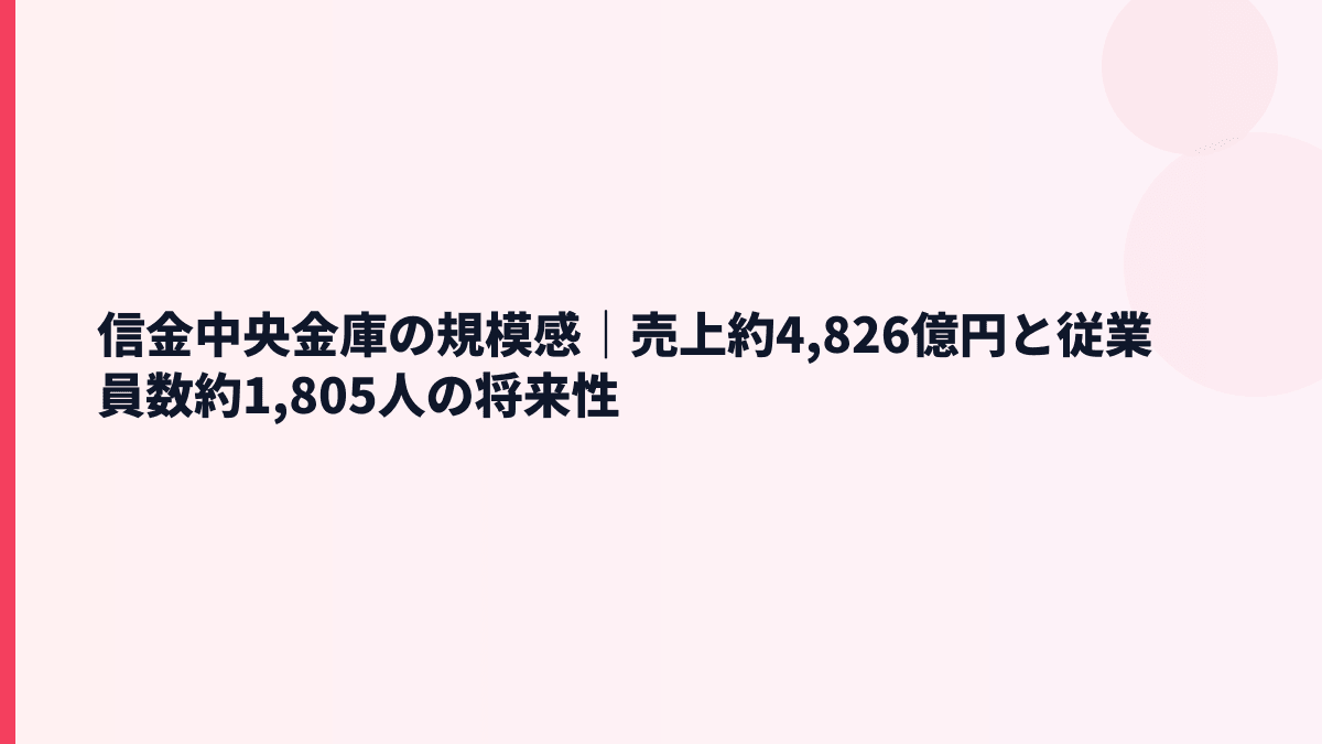 信金中央金庫の規模感｜売上約4,826億円と従業員数約1,805人の将来性