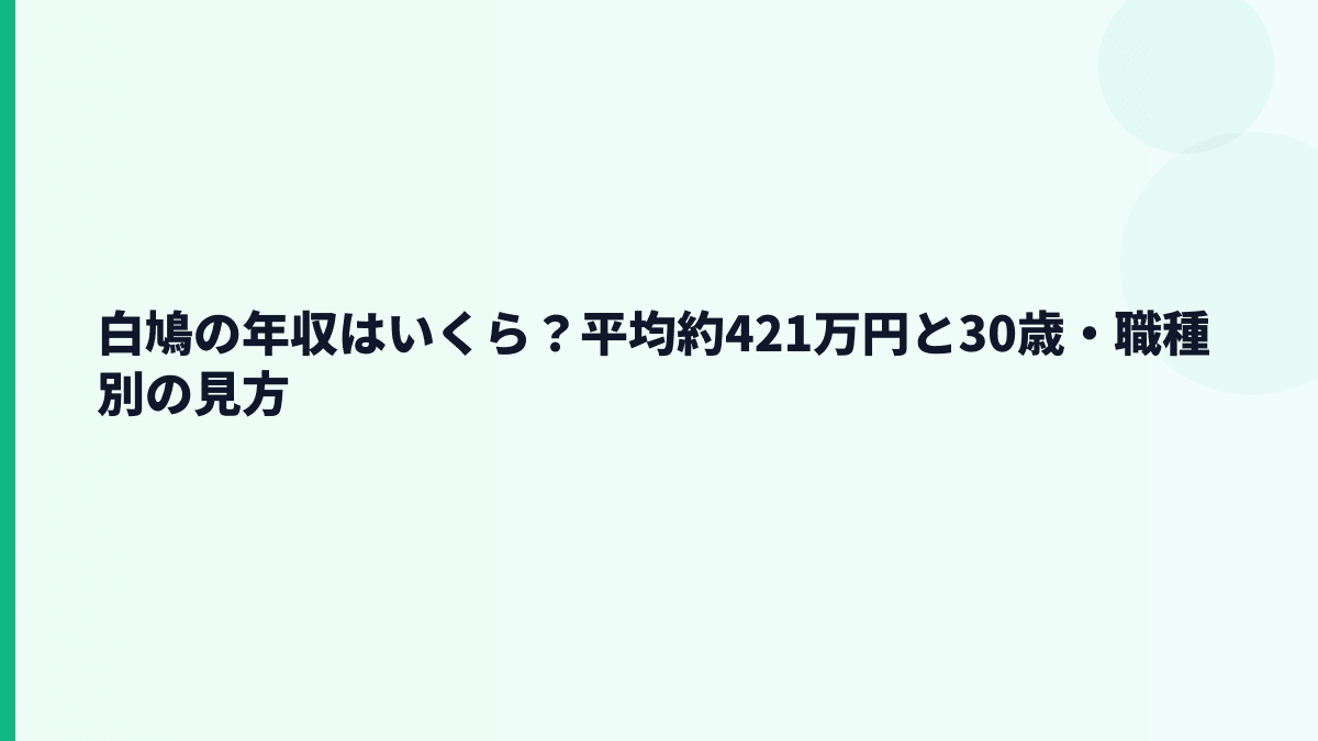白鳩の年収はいくら？平均約421万円と30歳・職種別の見方