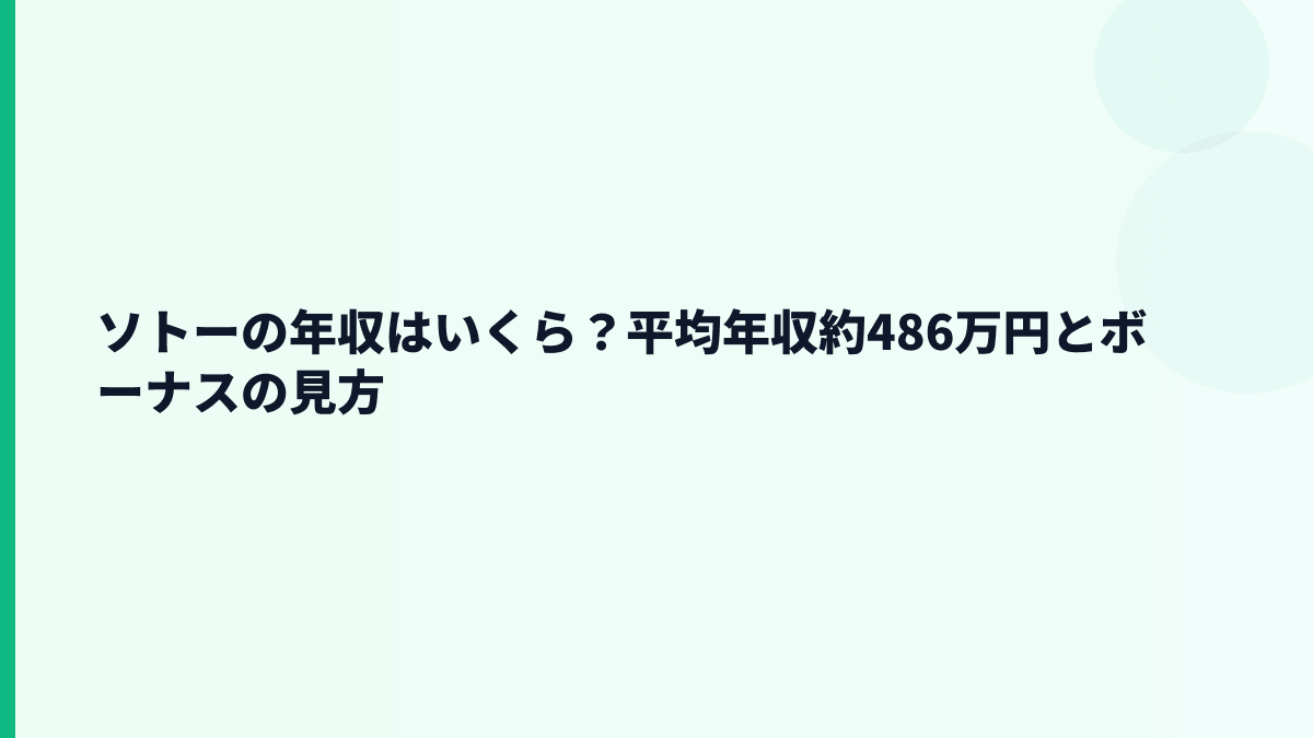 ソトーの年収はいくら？平均年収約486万円とボーナスの見方