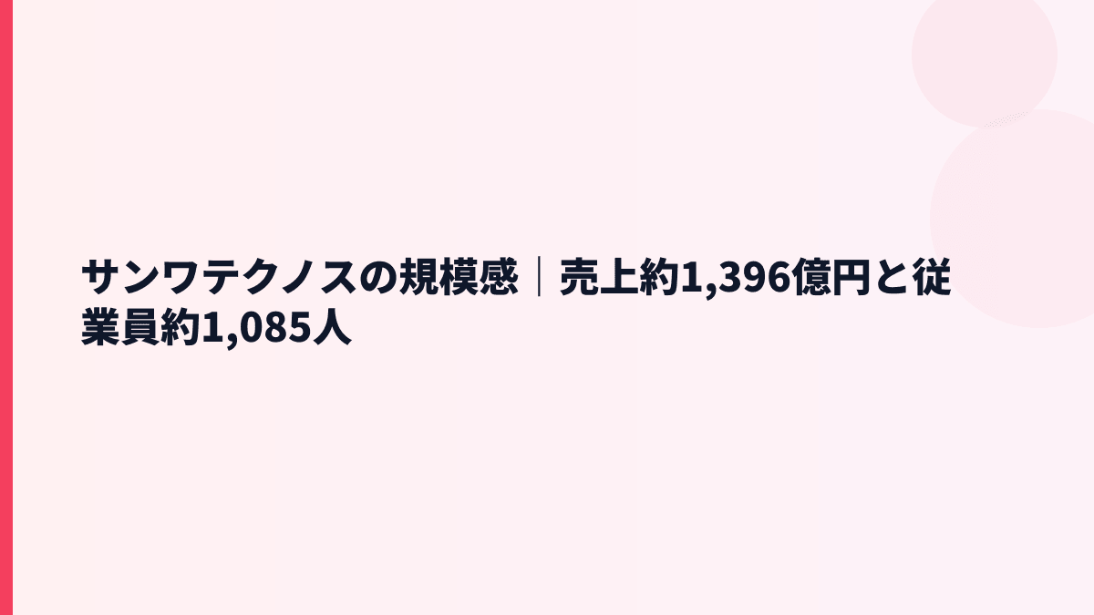 サンワテクノスの規模感｜売上約1,396億円と従業員約1,085人