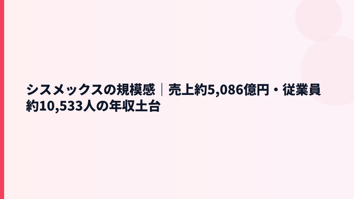 シスメックスの規模感｜売上約5,086億円・従業員約10,533人の年収土台