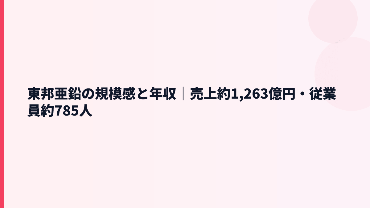 東邦亜鉛の規模感と年収｜売上約1,263億円・従業員約785人