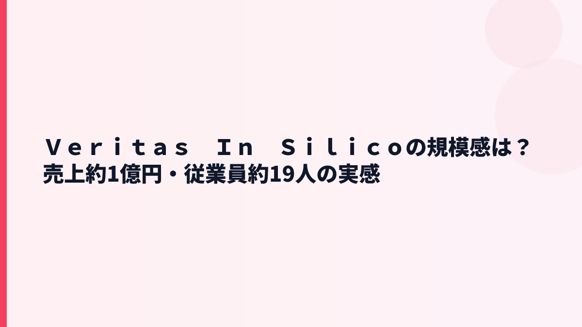 Ｖｅｒｉｔａｓ　Ｉｎ　Ｓｉｌｉｃｏの規模感は？売上約1億円・従業員約19人の実感