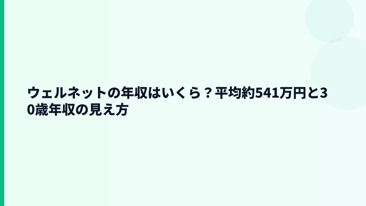 ウェルネットの年収はいくら？平均約541万円と30歳年収の見え方
