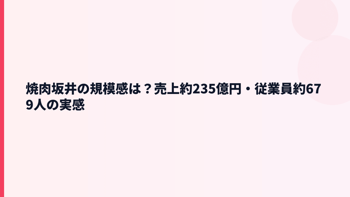 焼肉坂井の規模感は？売上約235億円・従業員約679人の実感