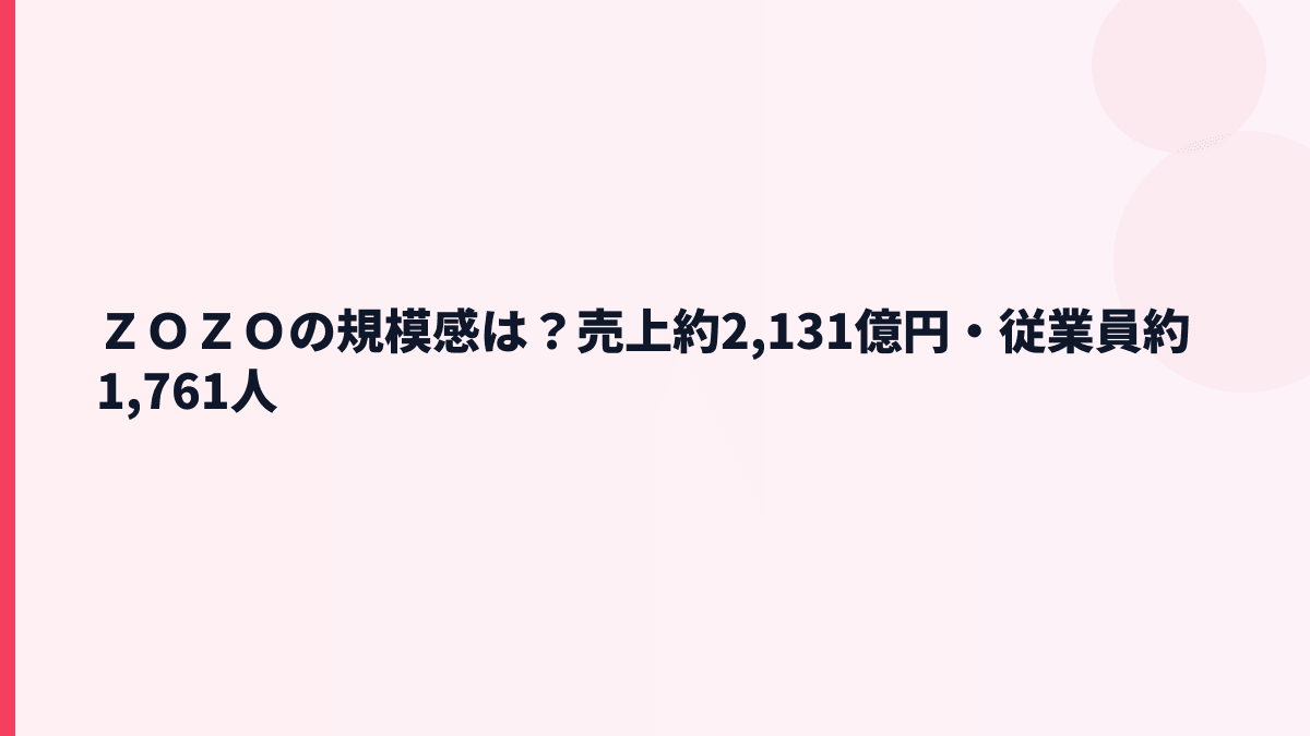 ＺＯＺＯの規模感は？売上約2,131億円・従業員約1,761人